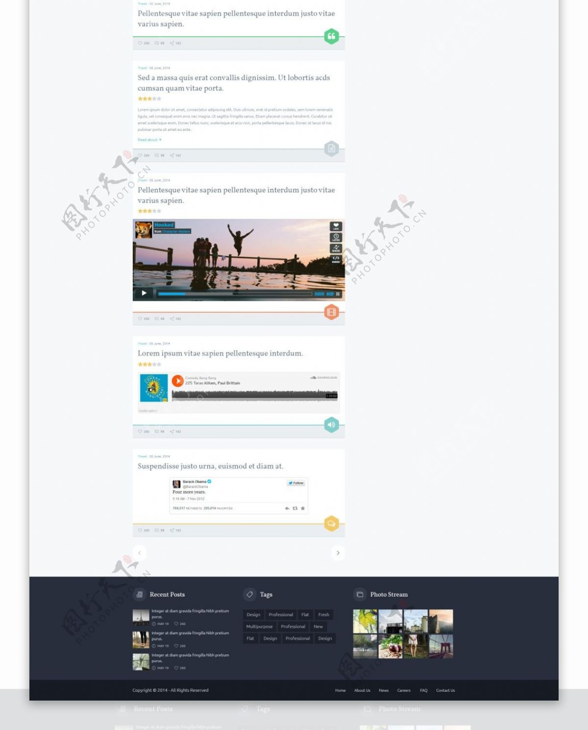 外国博客网站设计样式网页UI模板