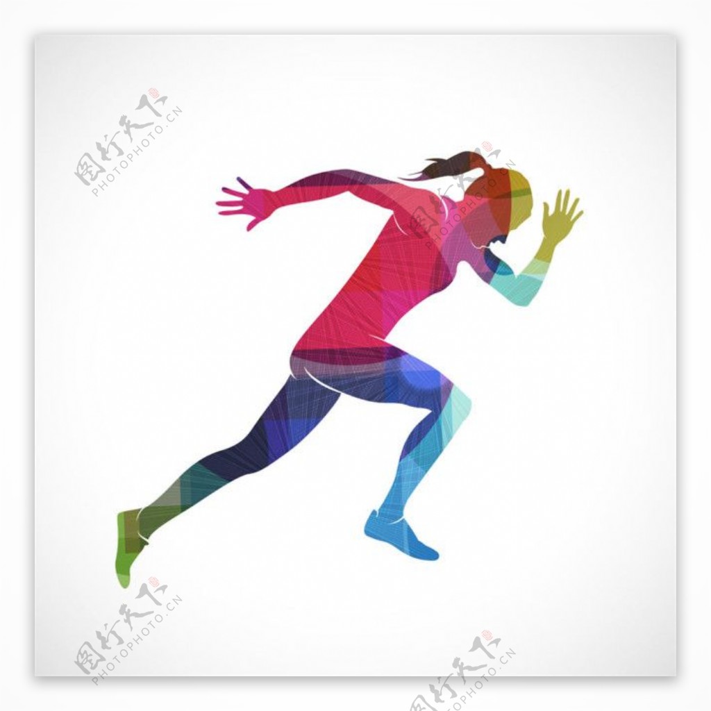 彩色线条跑步美女图片