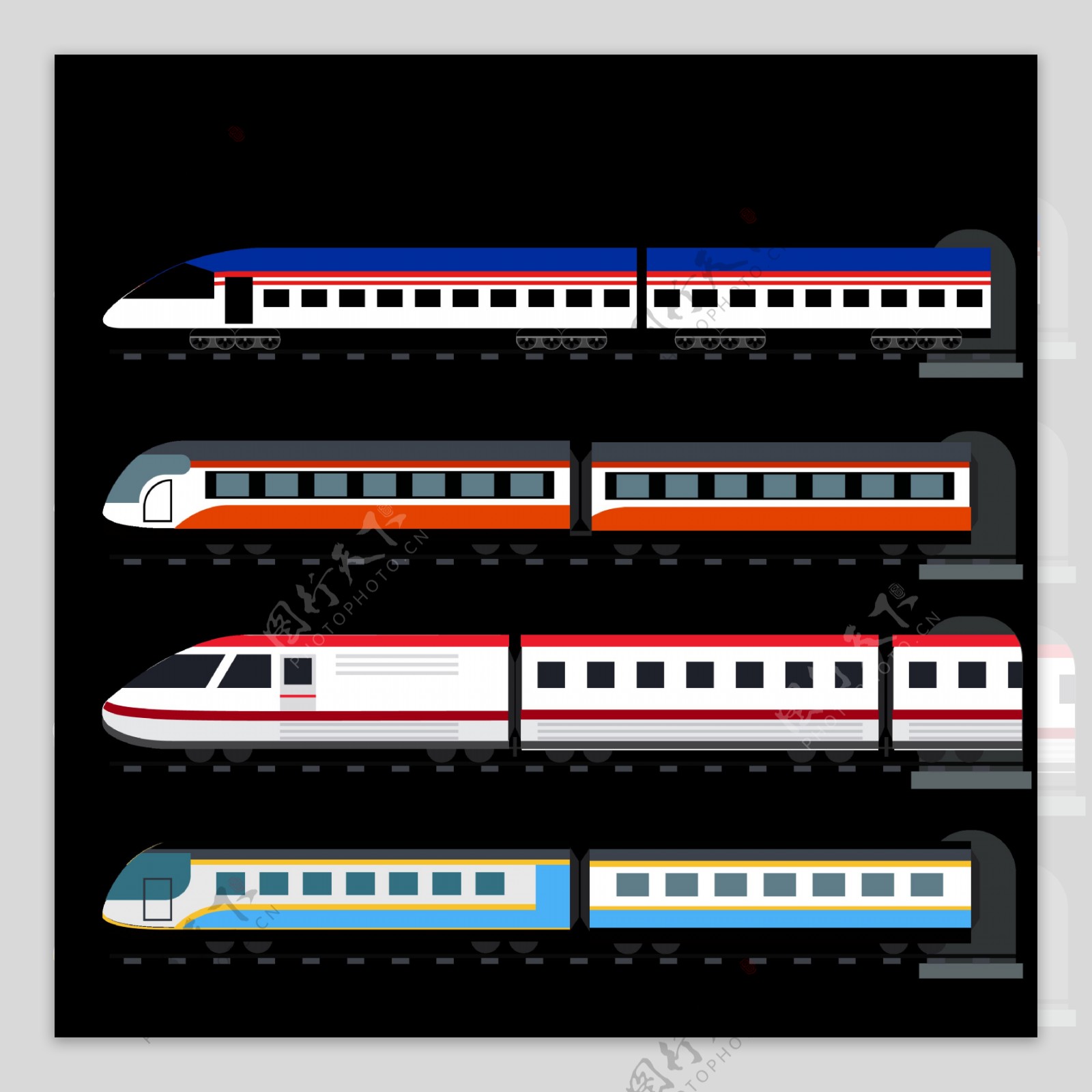 手绘高速火车插图免抠png透明图层素材