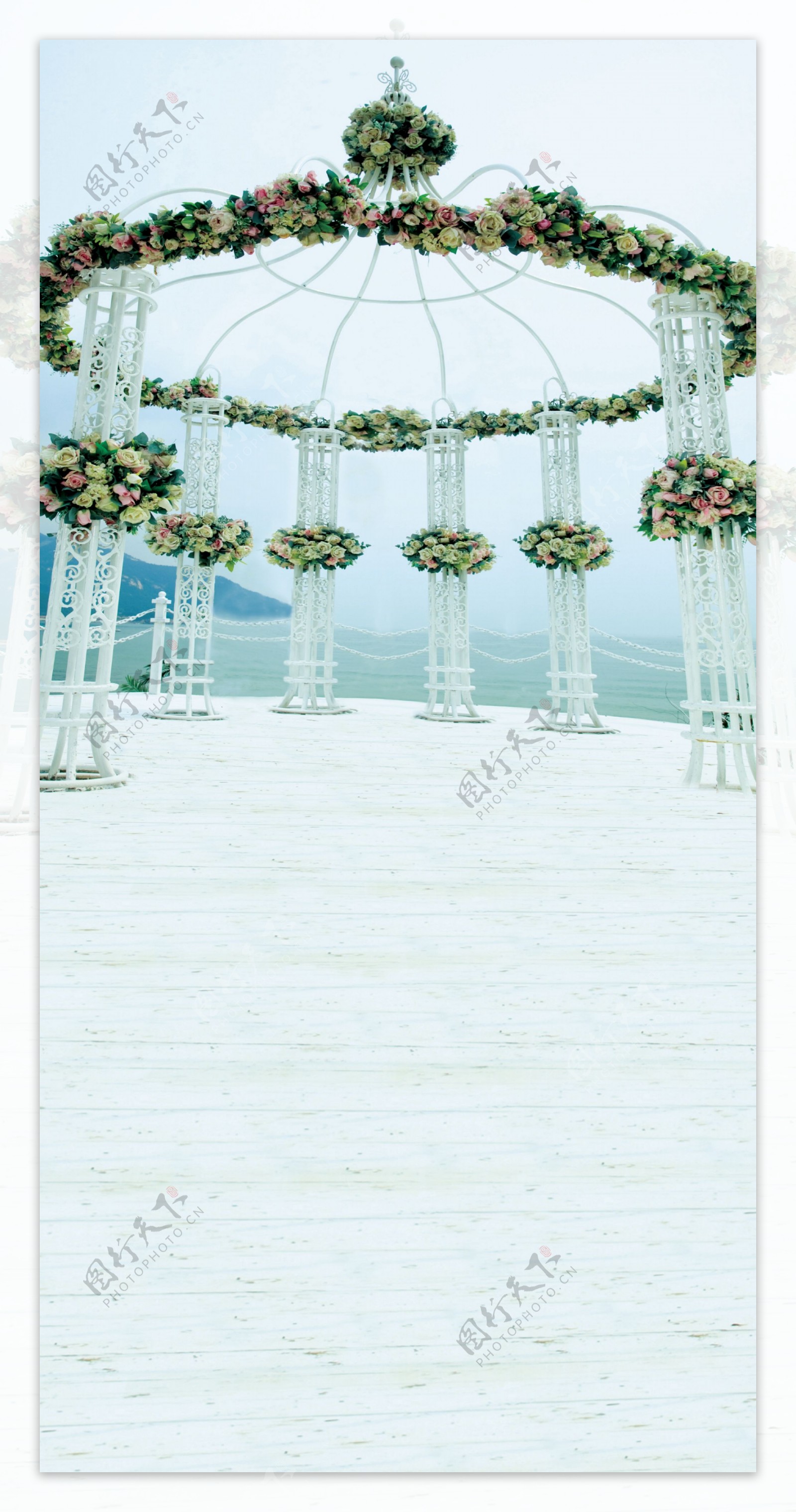 海边穹顶婚礼现场影楼摄影背景图片