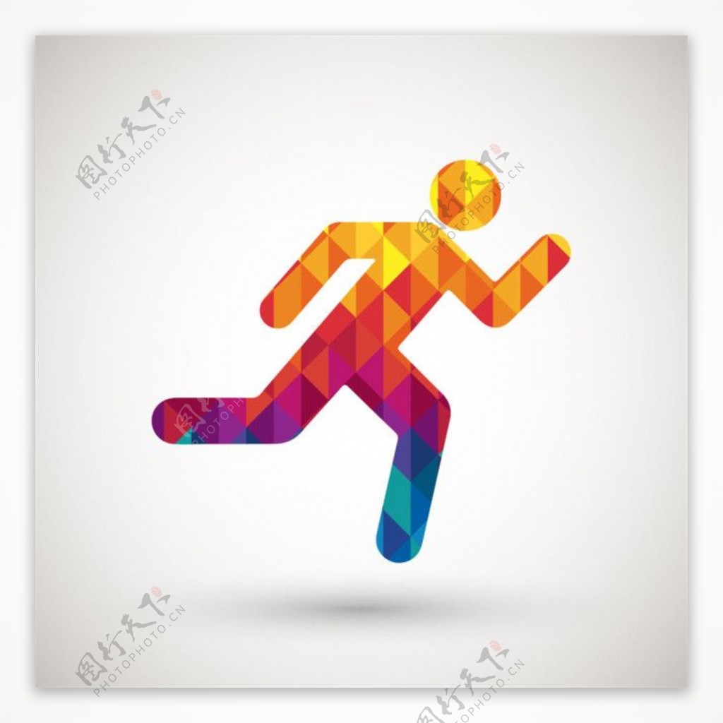 彩色三角形跑步男人图片