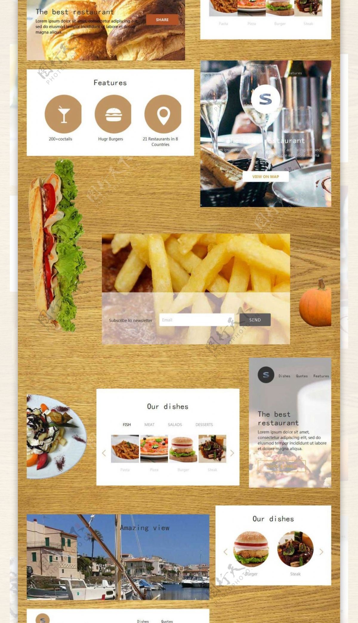 牛排餐厅组件响应式网页模板