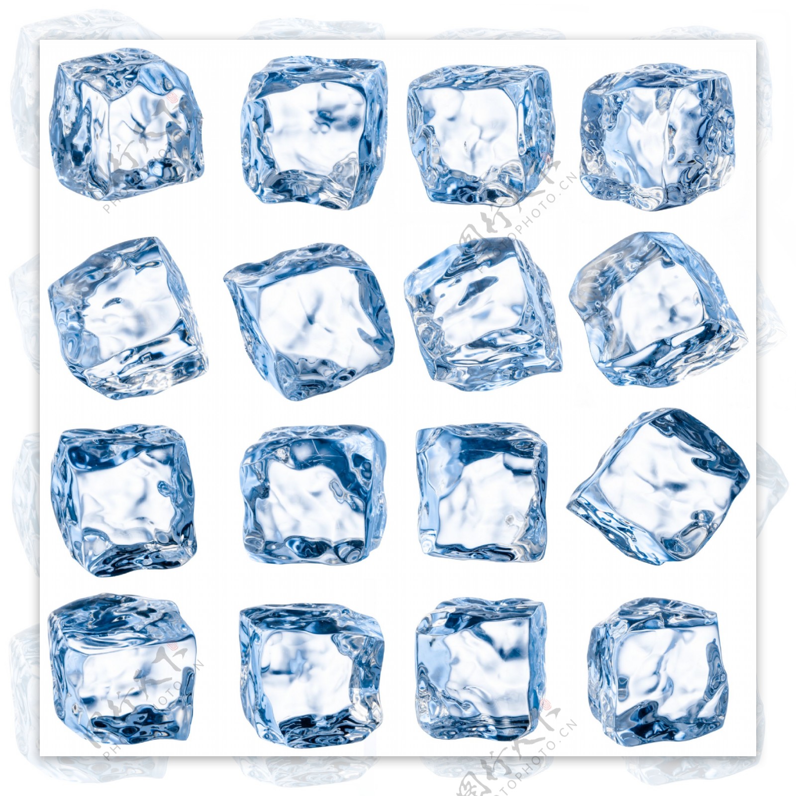 蓝色晶莹剔透的冰块图片