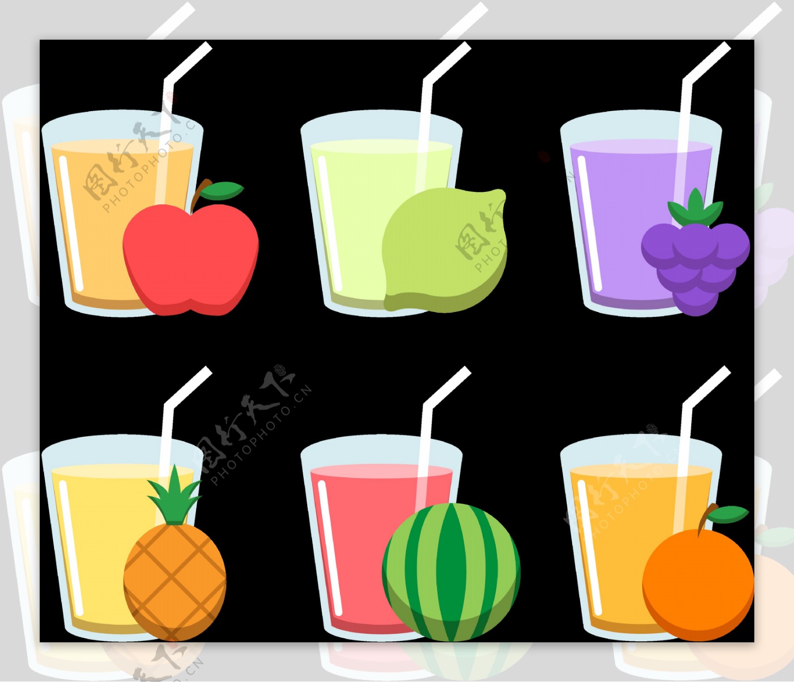 各种果汁插画图标免抠png透明图层素材