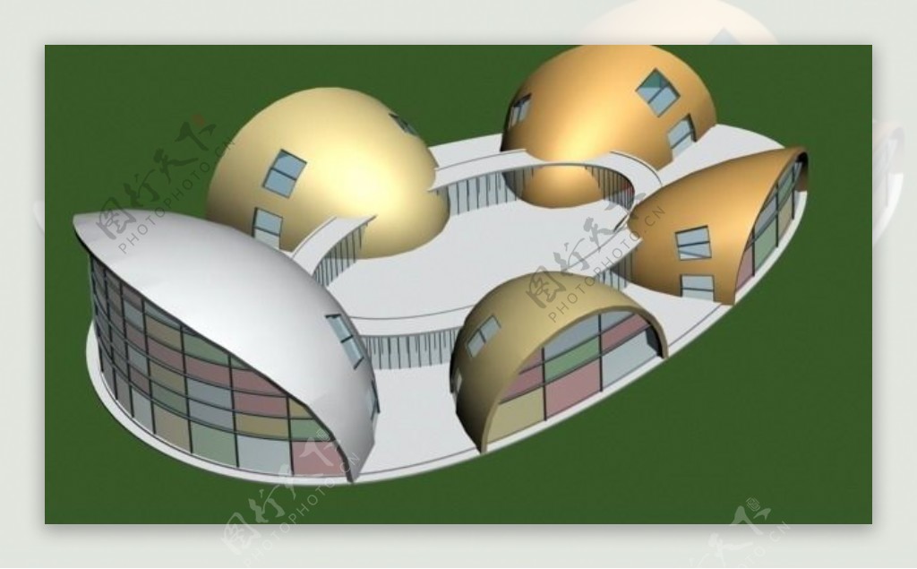 MAX半个鸡蛋造型学校幼儿园3D模型图