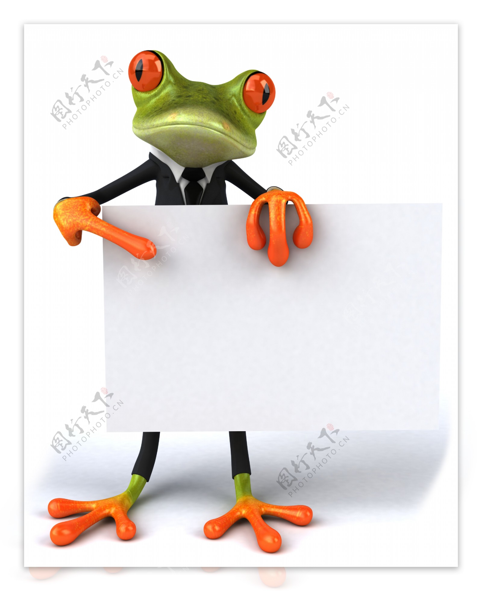 手拿白纸的卡通青蛙图片
