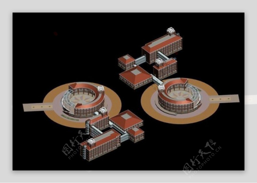 MAX大学城教学楼区3D模型设计