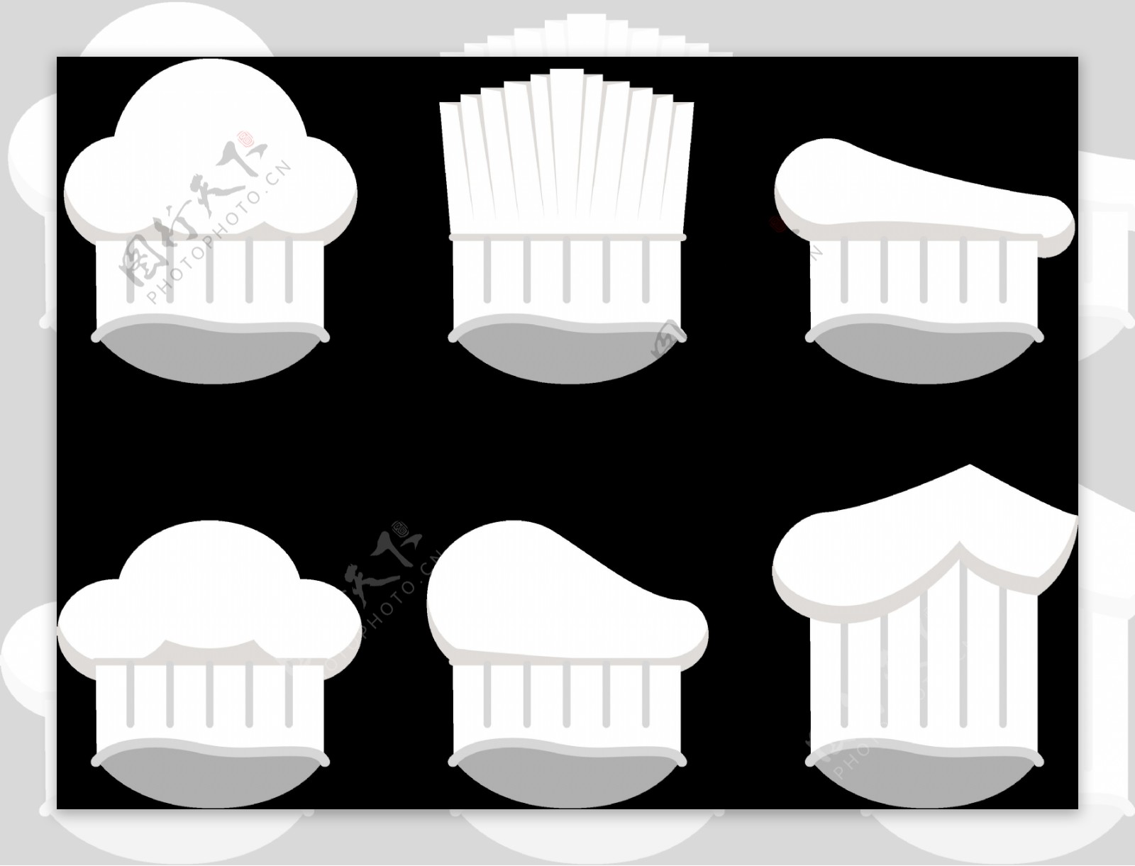 各种白色厨师帽免抠png透明图层素材