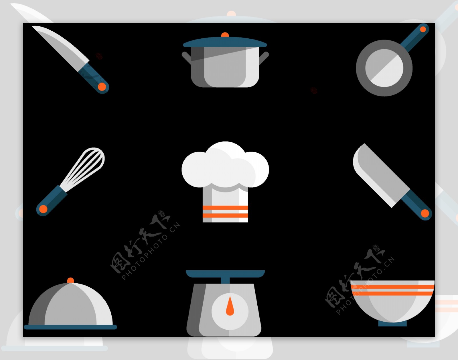 扁平风格厨房用品免抠png透明图层素材