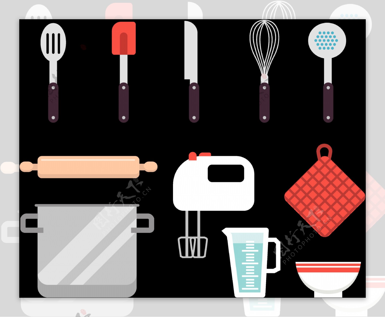 各种厨房物品厨具免抠png透明图层素材