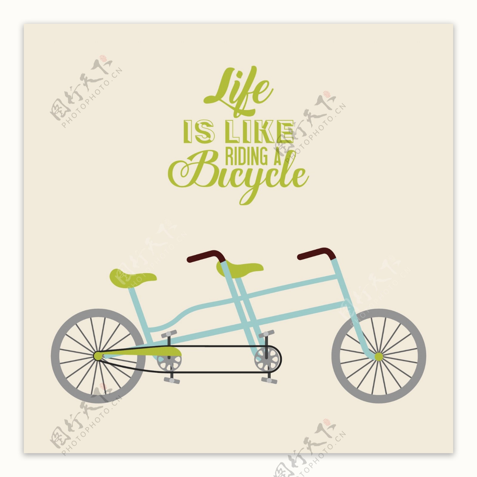 双人自行车插画