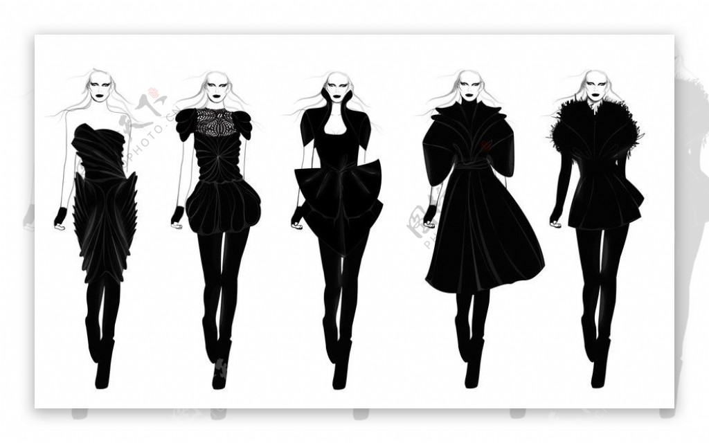 5款黑色女装设计图