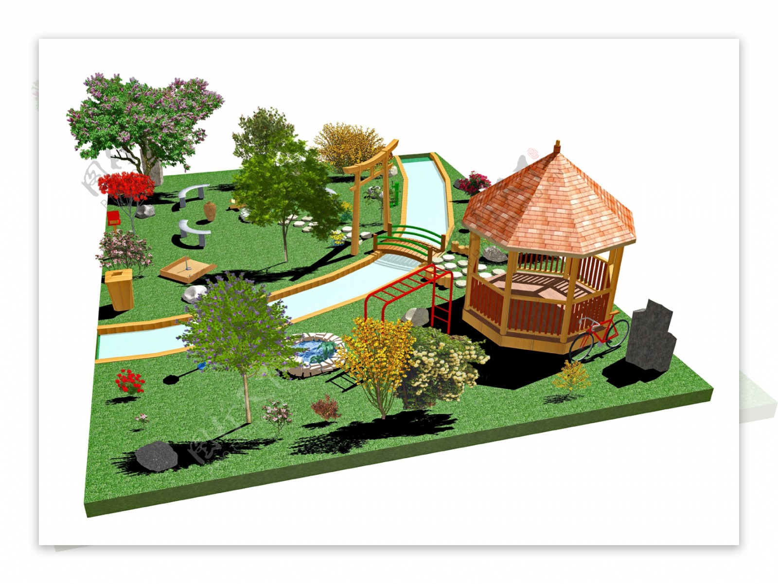 3D公园凉亭模型图片