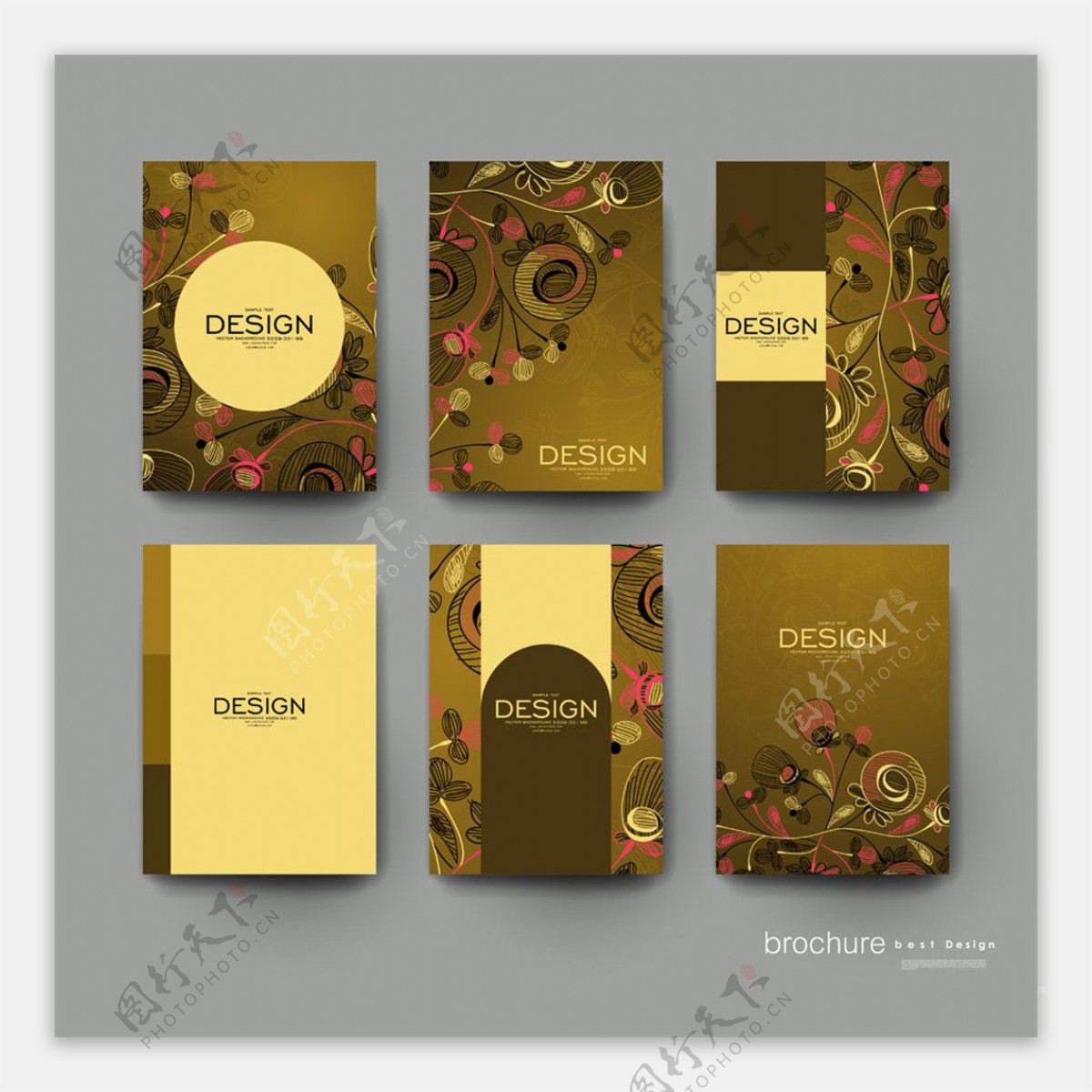 黄色花卉植物卡片设计图片