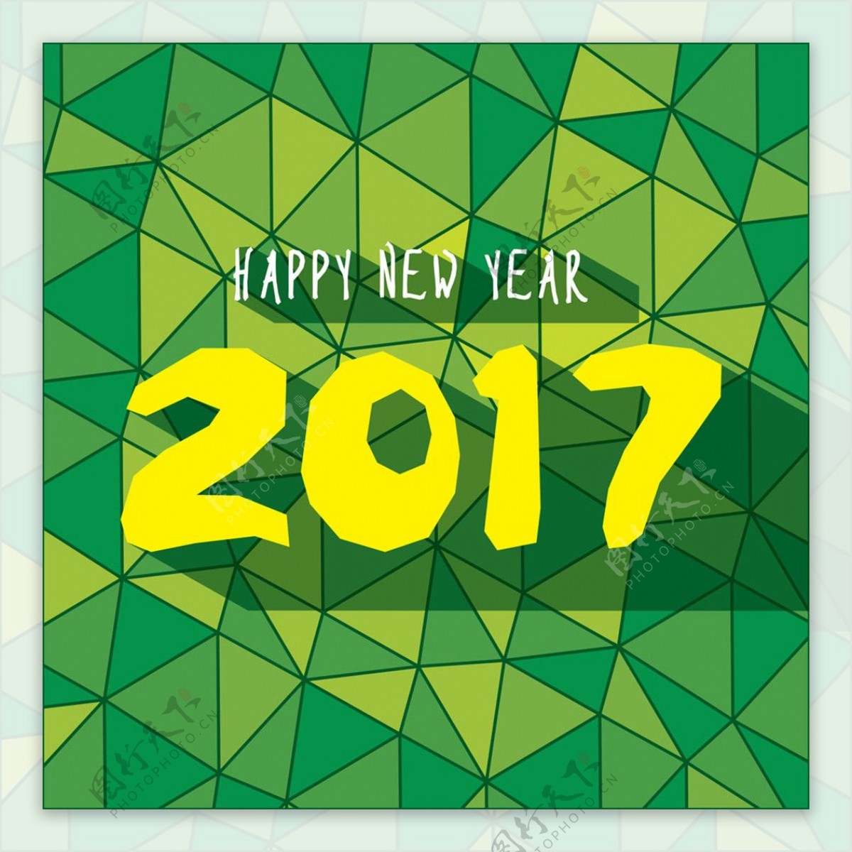 绿色三角形2017年字体海报图片