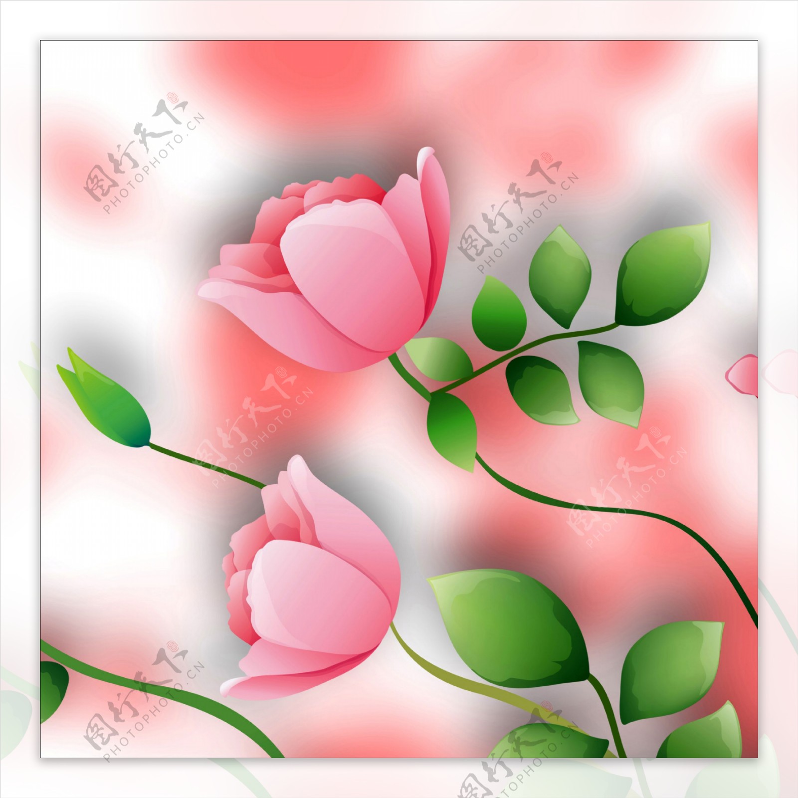 高清粉色玫瑰蔓装饰画