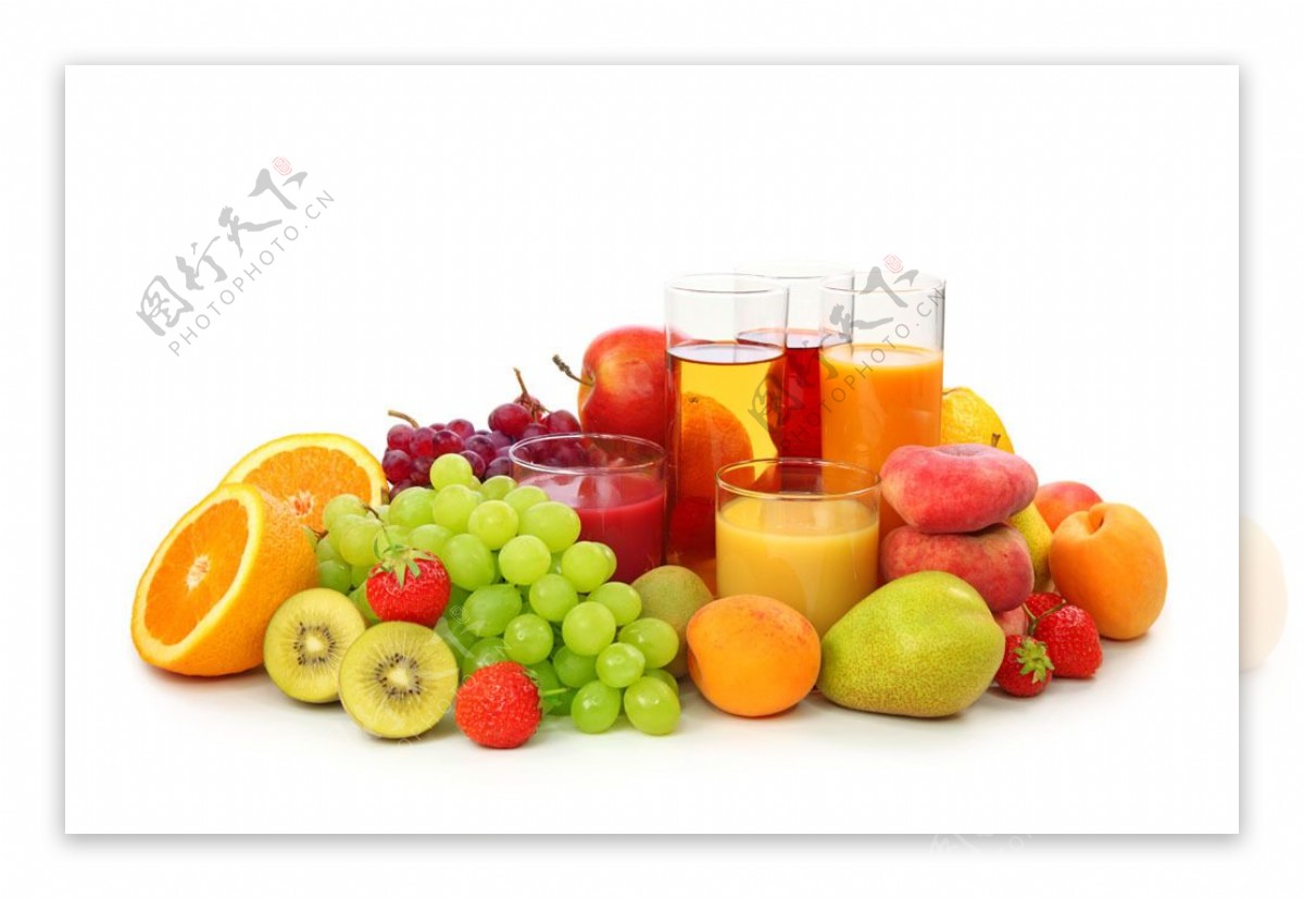 新鲜水果与果汁图片