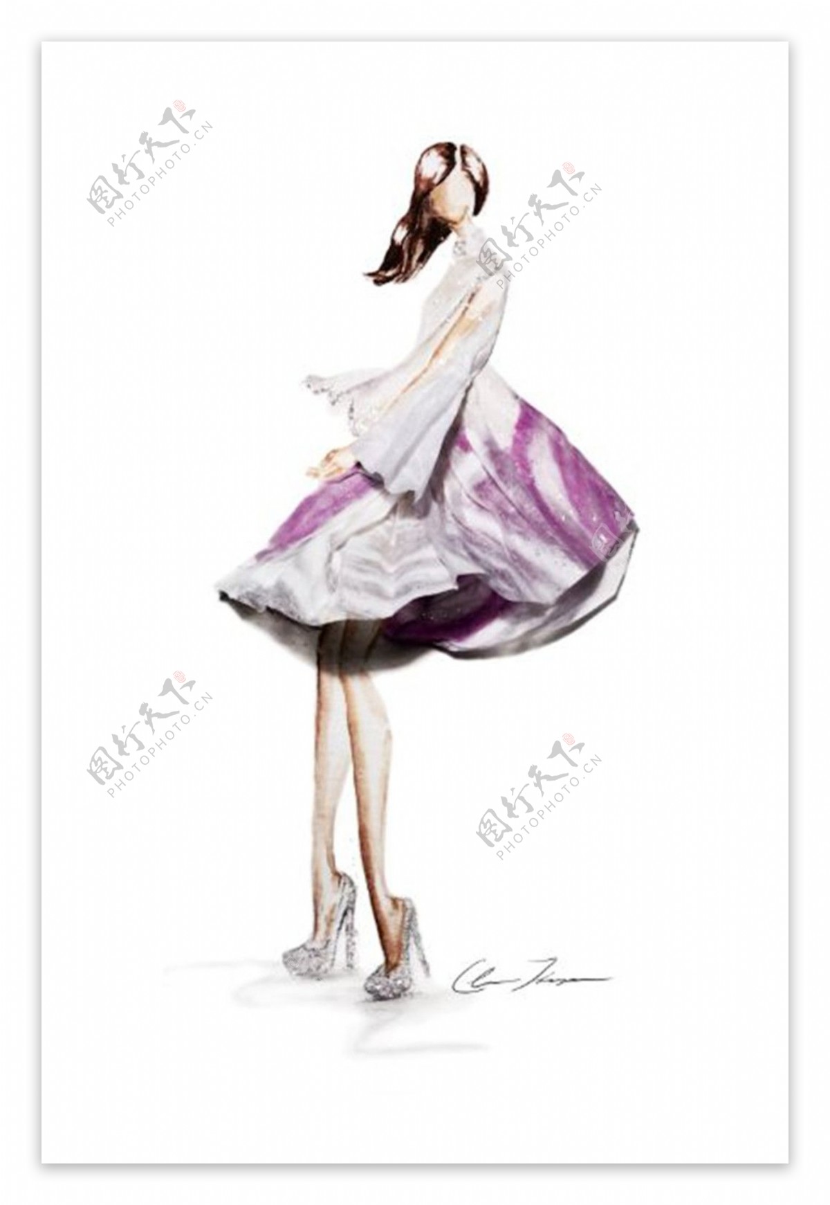 紫色连衣裙设计图