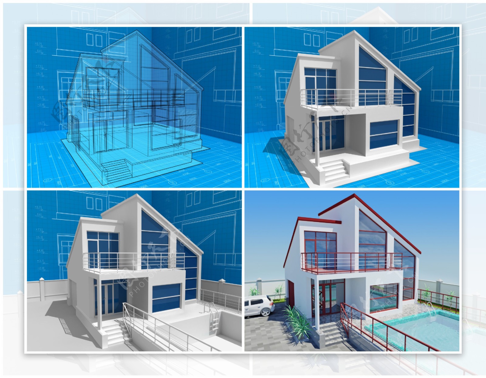 别墅泳池模型结构