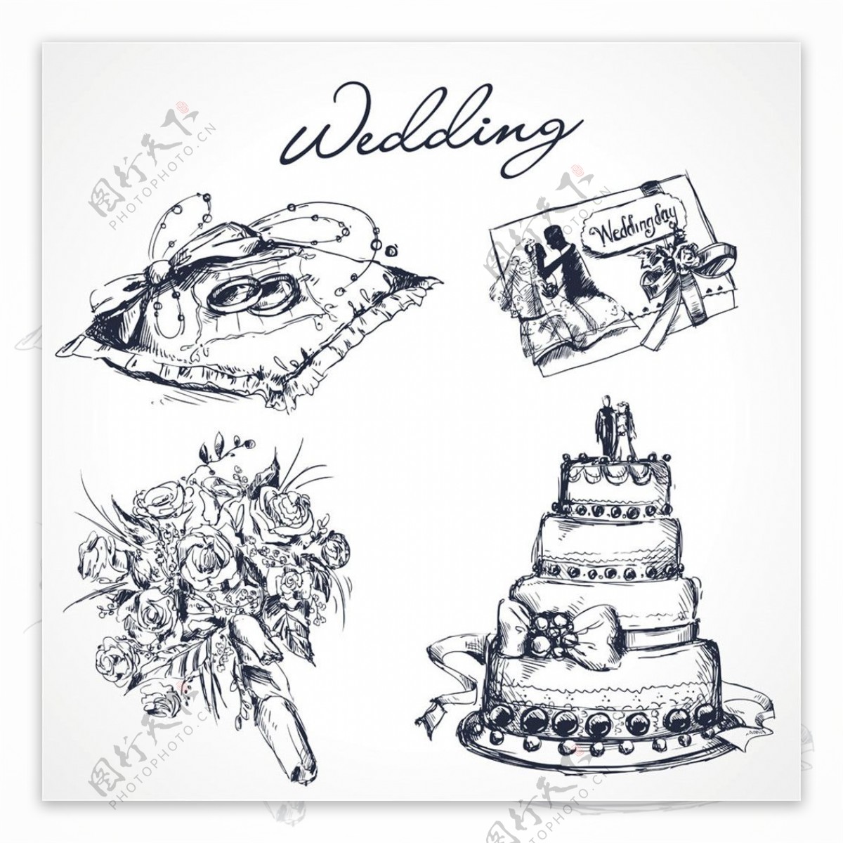手绘婚礼设计元素图片