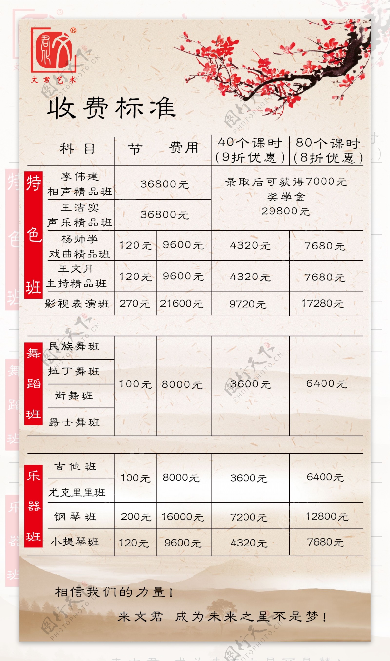 收费标准展台