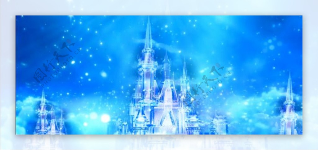 梦幻蓝色唯美城堡冰雪世界