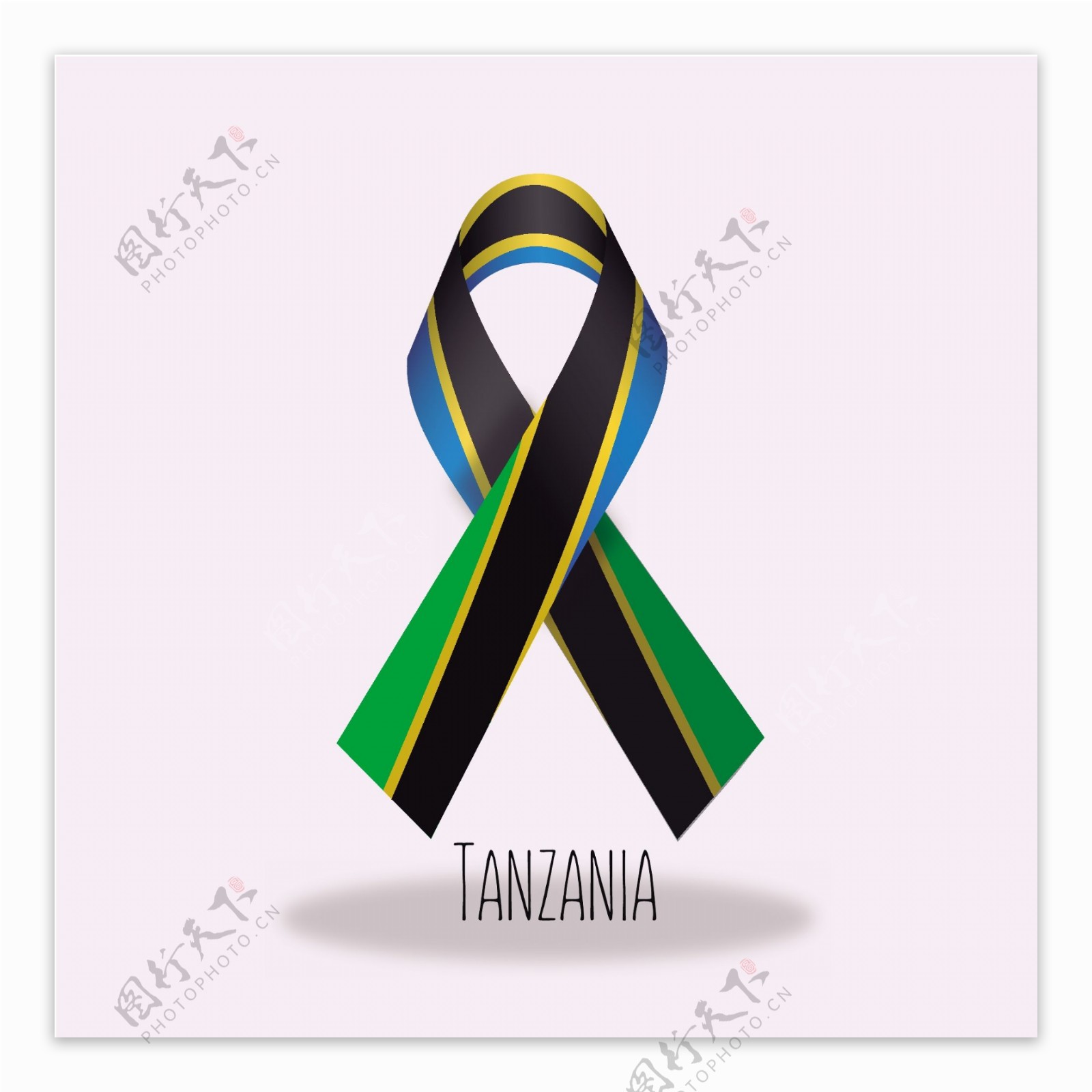 坦桑尼亚国旗丝带设计矢量素材