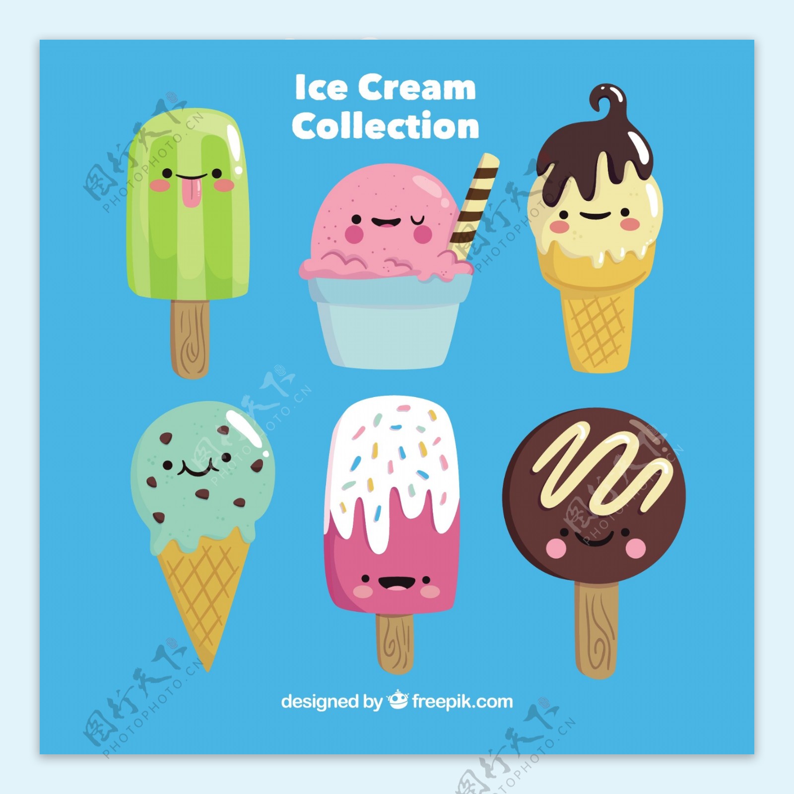 夏季冷饮冰淇淋卡通人物图标