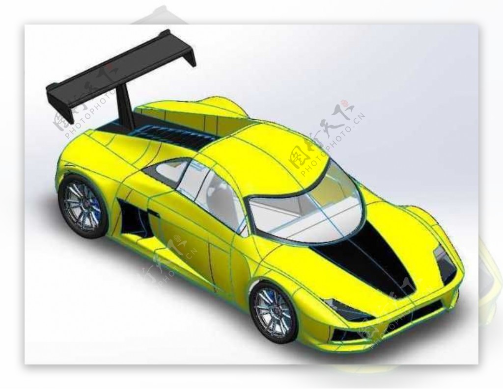 黄色跑车模型机械模型