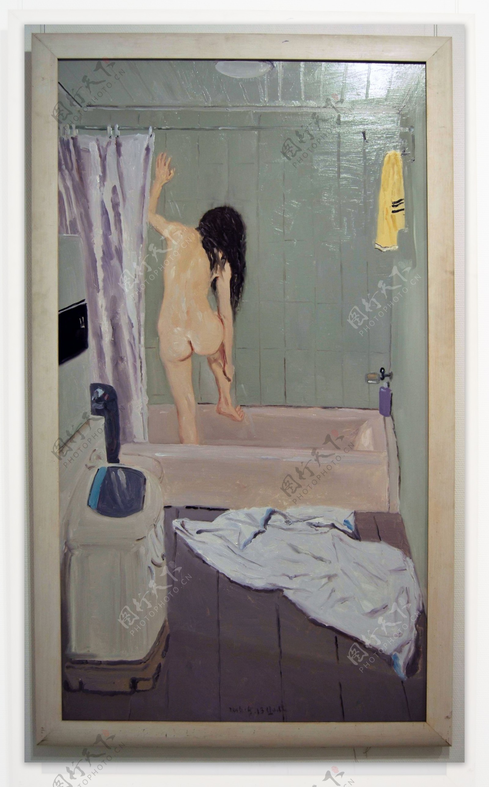 沐浴的女人油画图片