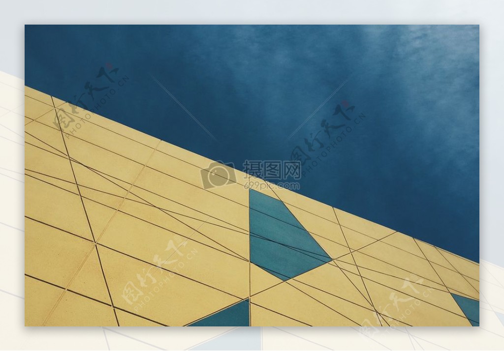 天空蓝色建筑建筑黄色三角形flanjks