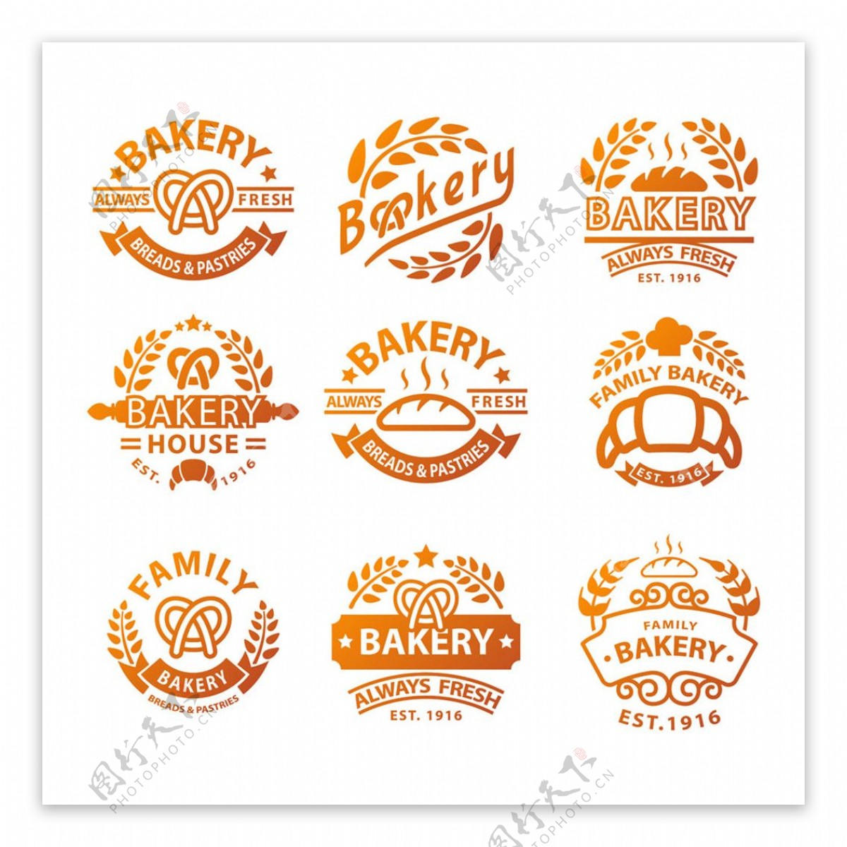 橙色面包花纹标志图片
