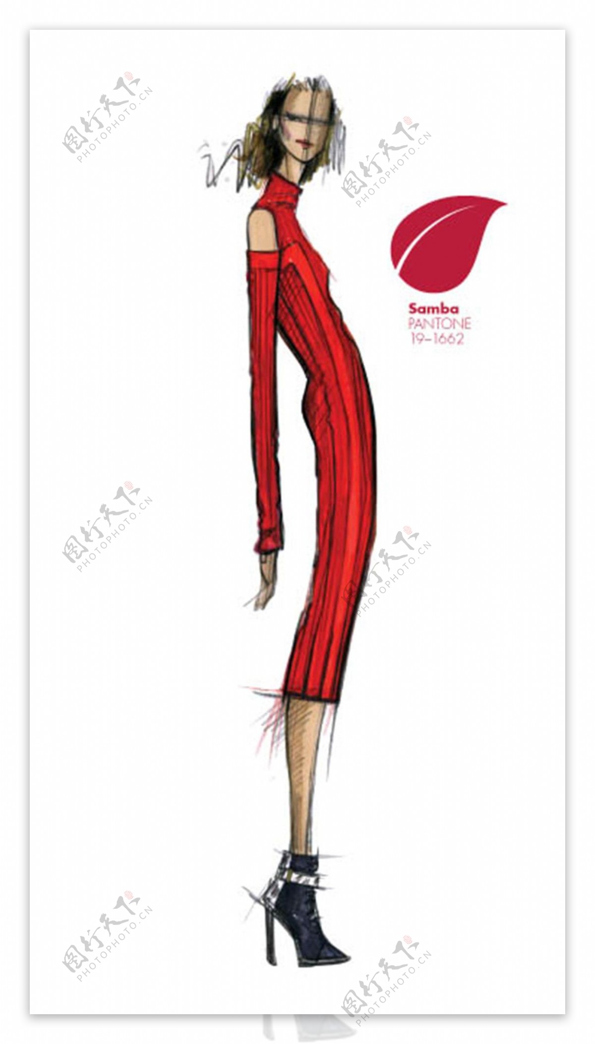 红色连衣裙设计图