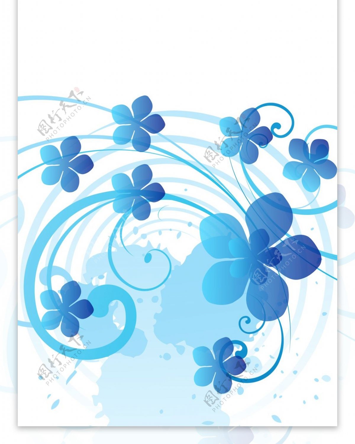 精美蓝色花纹展架模板素材画面