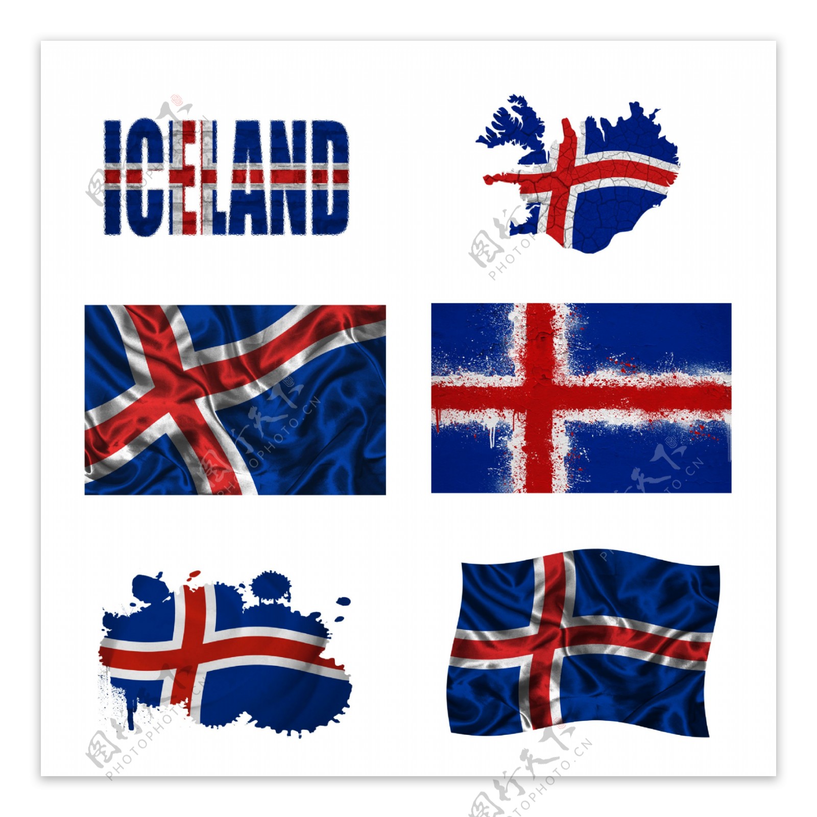 冰岛国旗地图图片