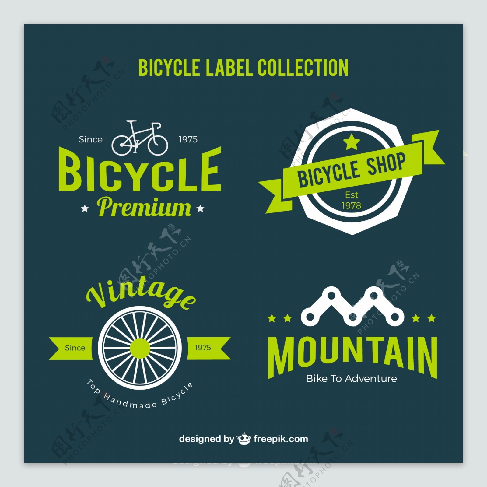 绿色彩色自行车标签