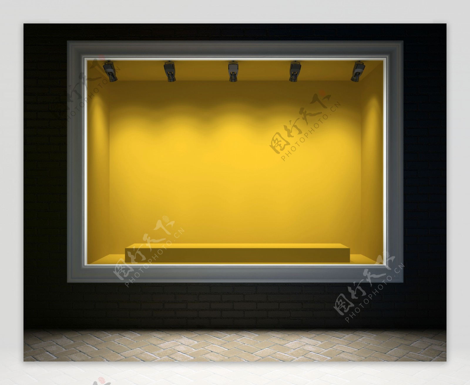 黄色灯光橱窗效果图