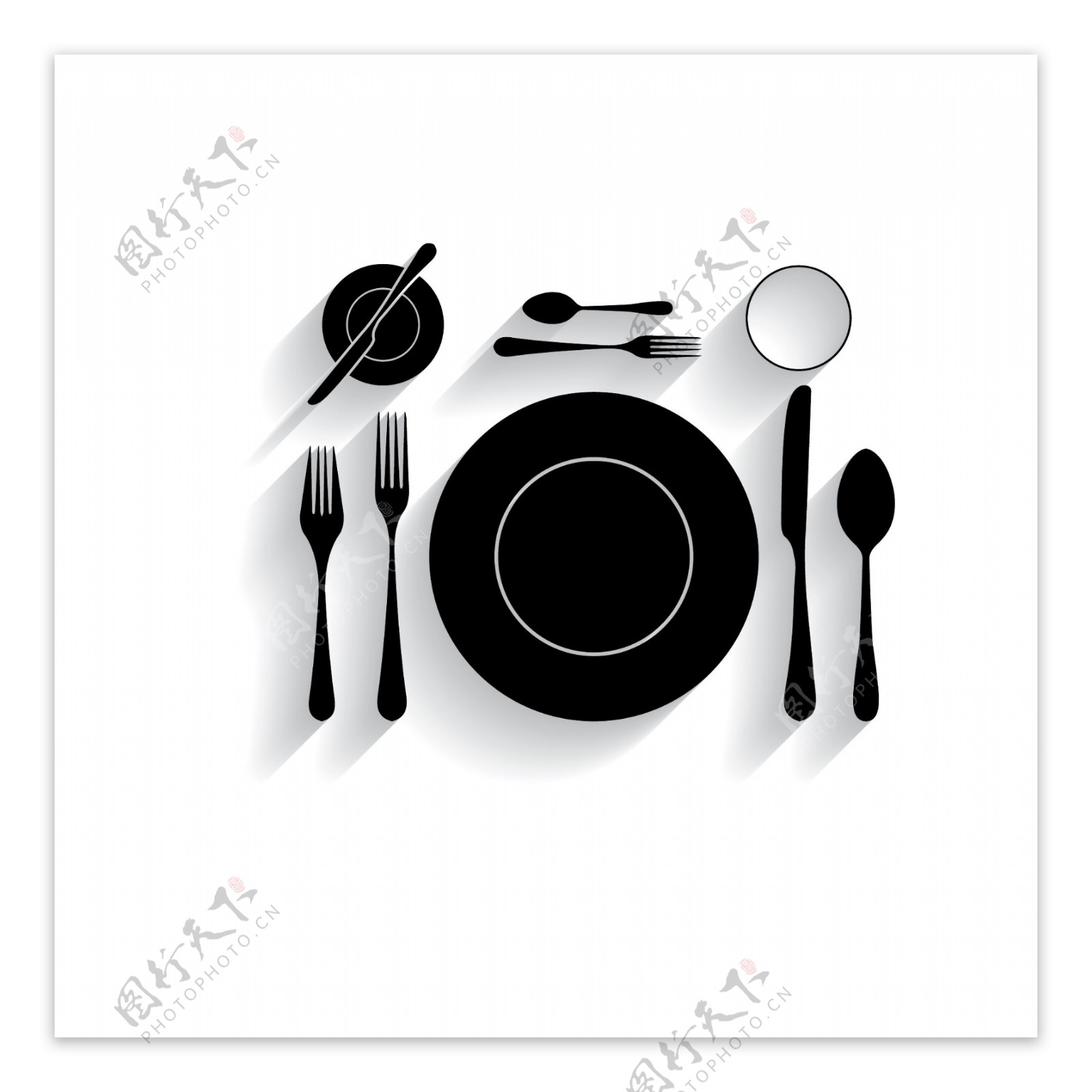 黑色餐具图案矢量素材下载
