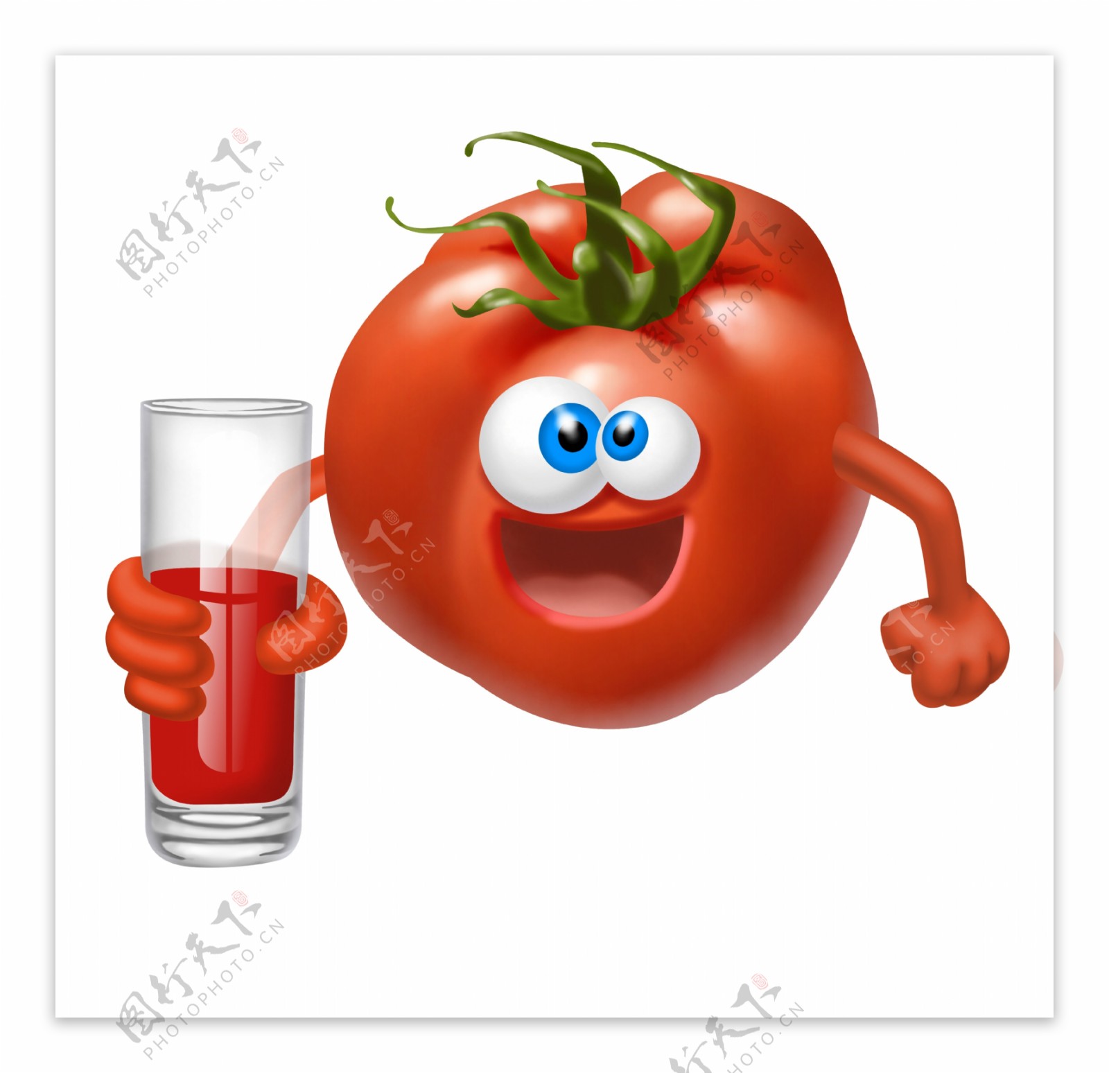 卡通西红柿拿着果汁图片