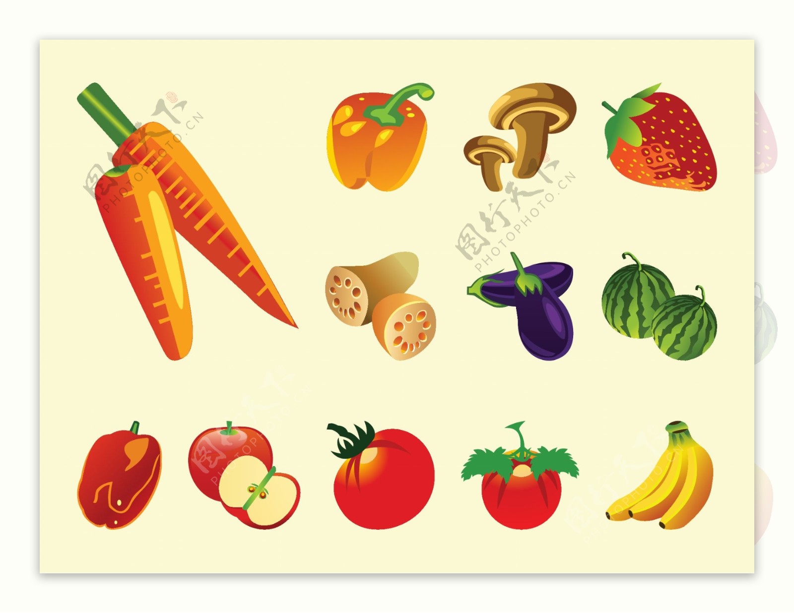 水果蔬菜矢量图素材