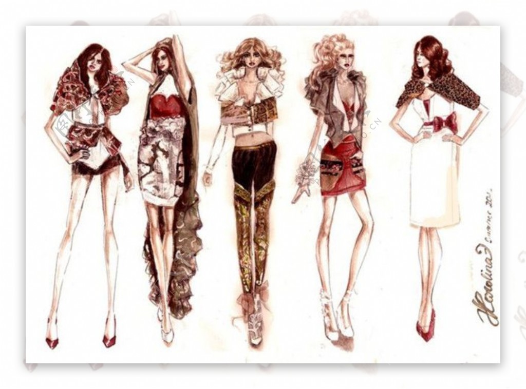 5款潮流女装设计图
