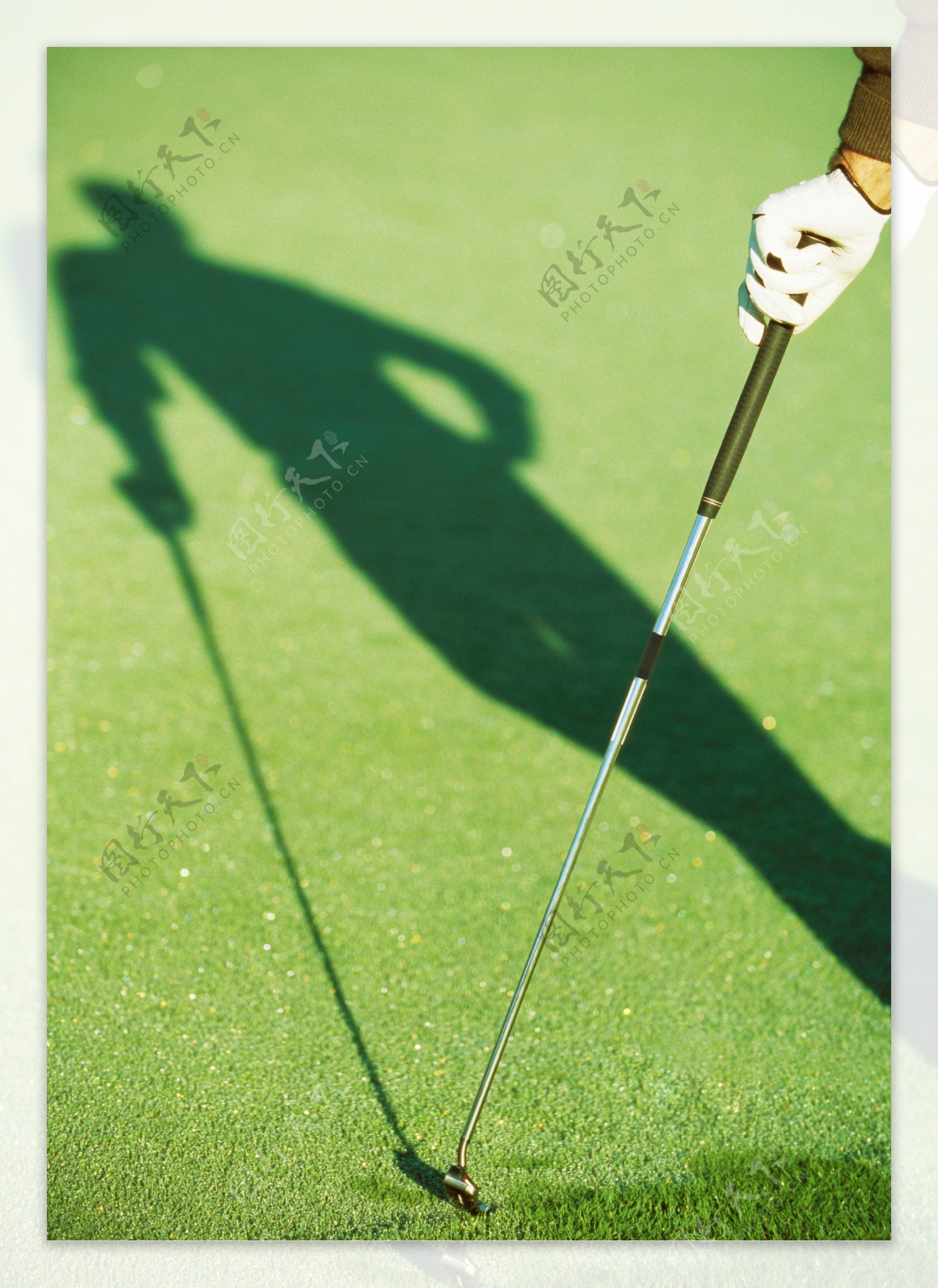 手拿高尔夫球棒人的影子图片
