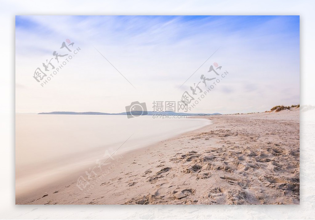 海山沙滩沙水海洋夏天足迹地平线海滨
