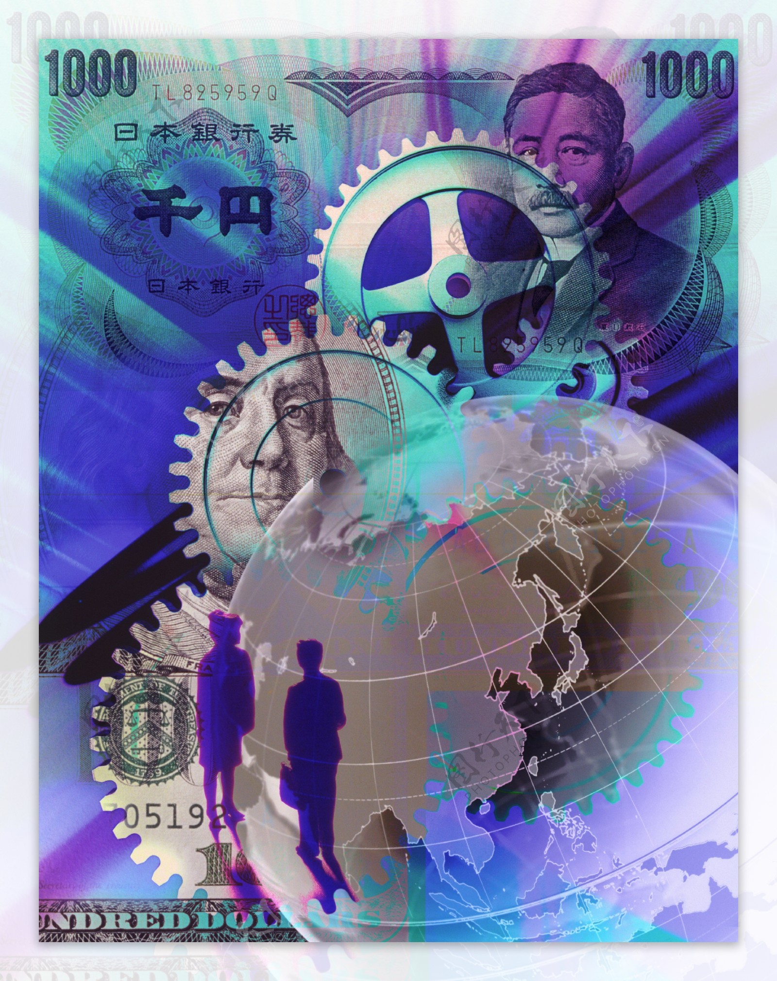 货币与地球创意海报图片