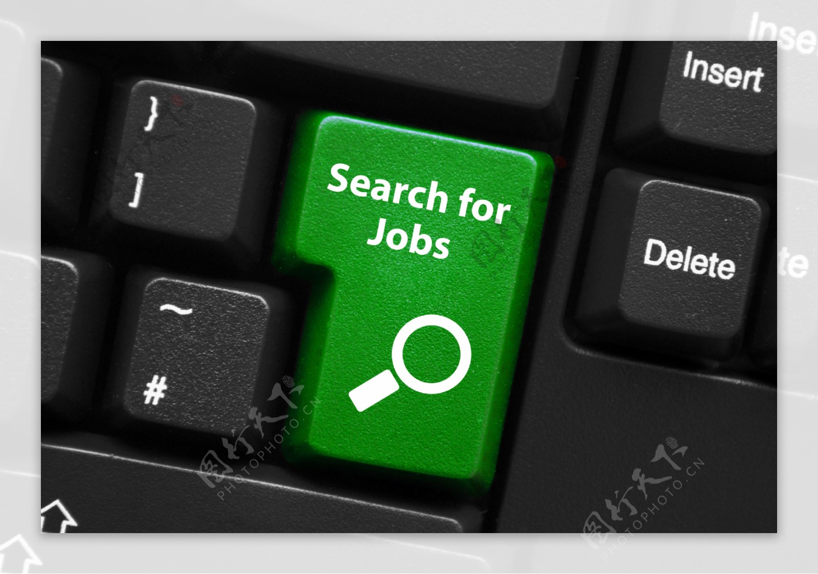 键盘上绿色找工作键帽图片