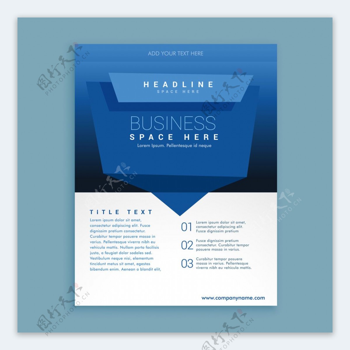 蓝色折纸背景宣传单设计图片
