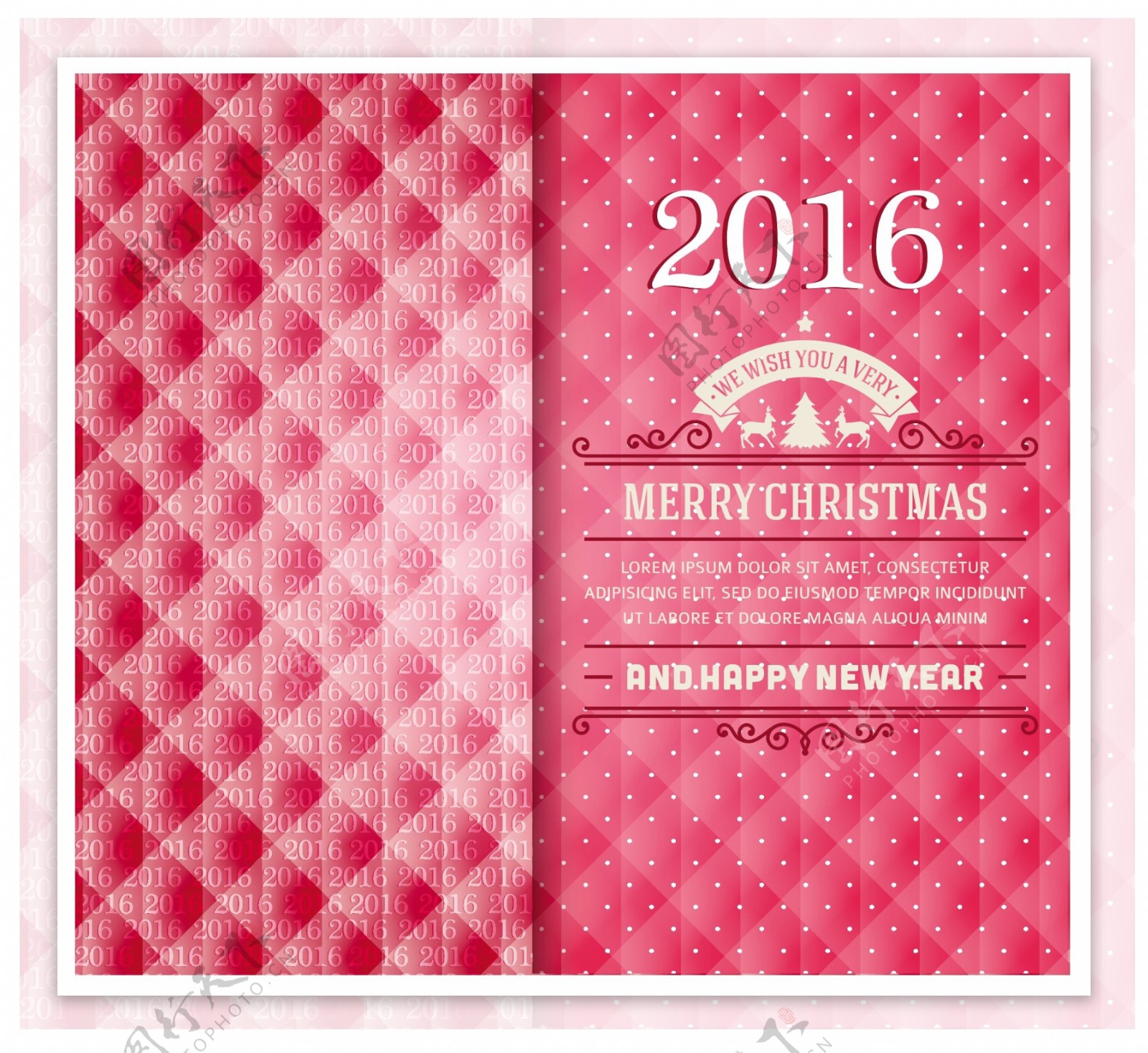 圣诞快乐和新年快乐2016贺卡