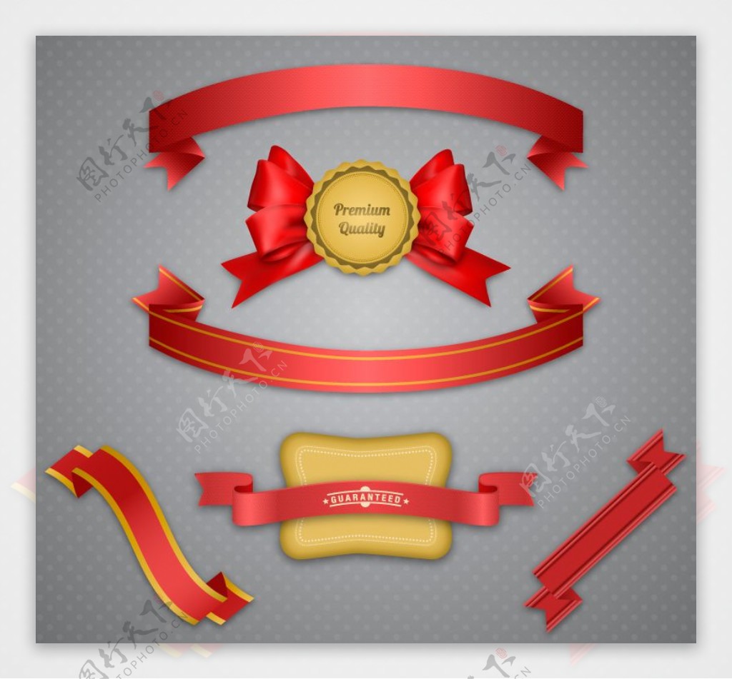 6款红色销售丝带和标签矢量图