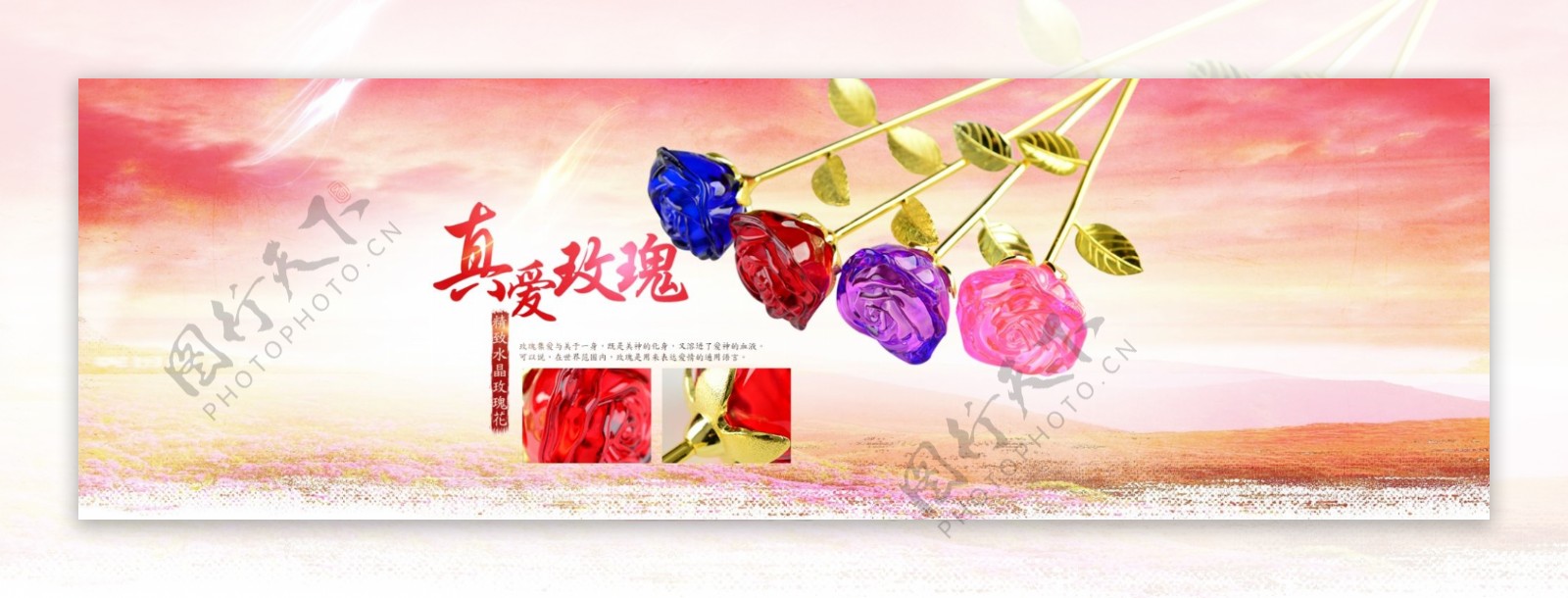 水晶玫瑰花海报图片