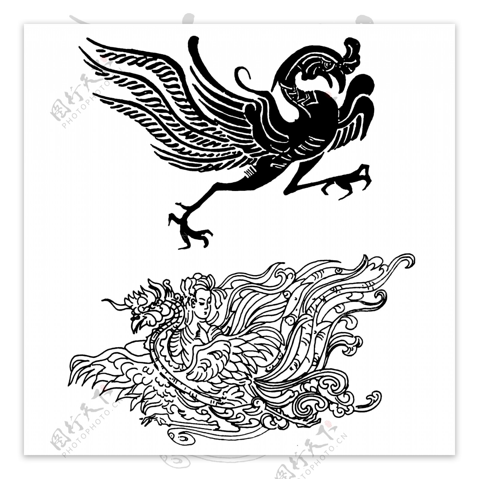 中国龙纹古典龙纹凤凰